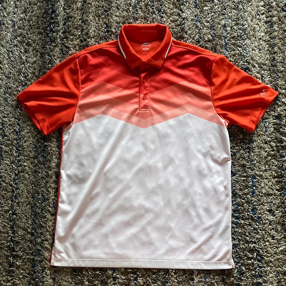 Attack Life by Greg Norman Orange & White Golf Polo Shirt
